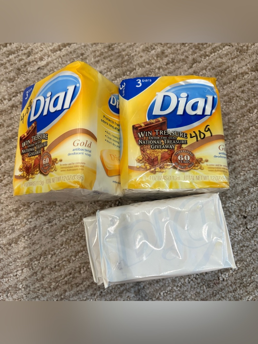 2007 Dial Gold Antibacterial Deodorant Bar Soap - 2 Packs of 3 + plus 2 Bars